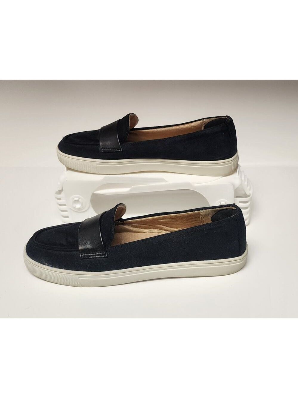 Life Stride Women's Transport Slip-On Black Faux Suede Loafer Shoes Size 8.5M